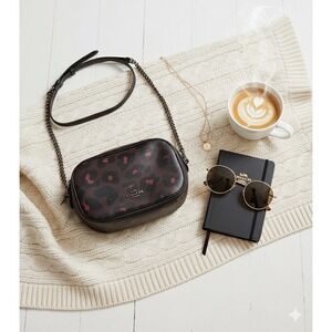 COACH‎ Mini Ocelot Cheetah Print Jamie Crossbody Camera Bag 2 way Minimalist